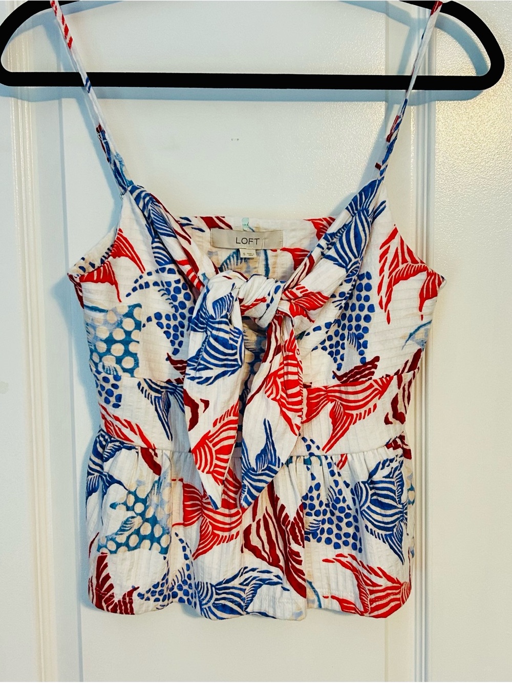 LOFT NWT Women's Tank Top Tropical Fish Print  In Red, White & Blue - Size Small